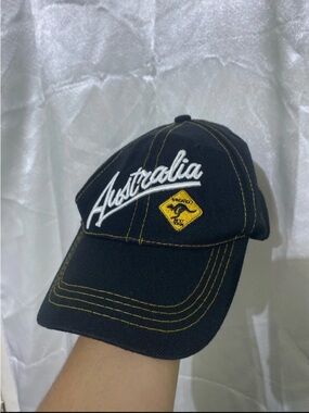 Black Baseball Cap with Yellow Stitching - I ♥ AUSTRALIA Label